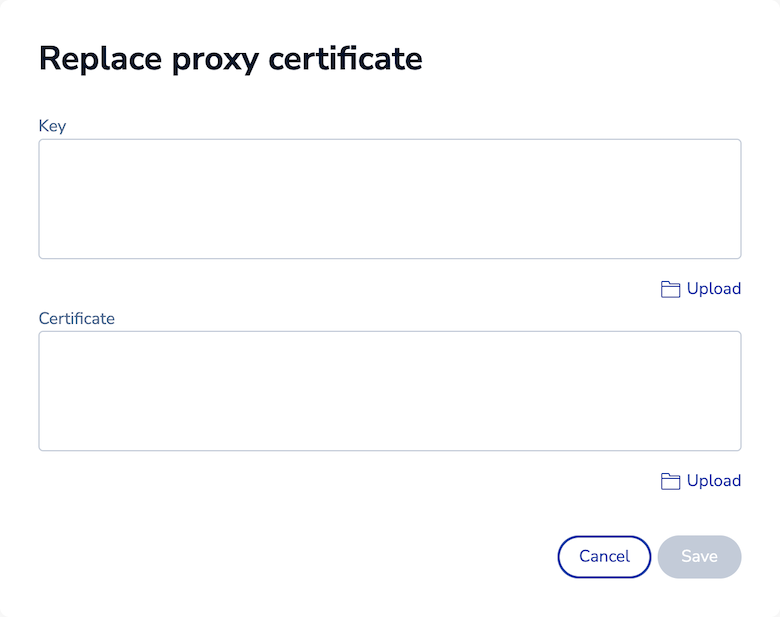 Replace proxy certificate dialog.