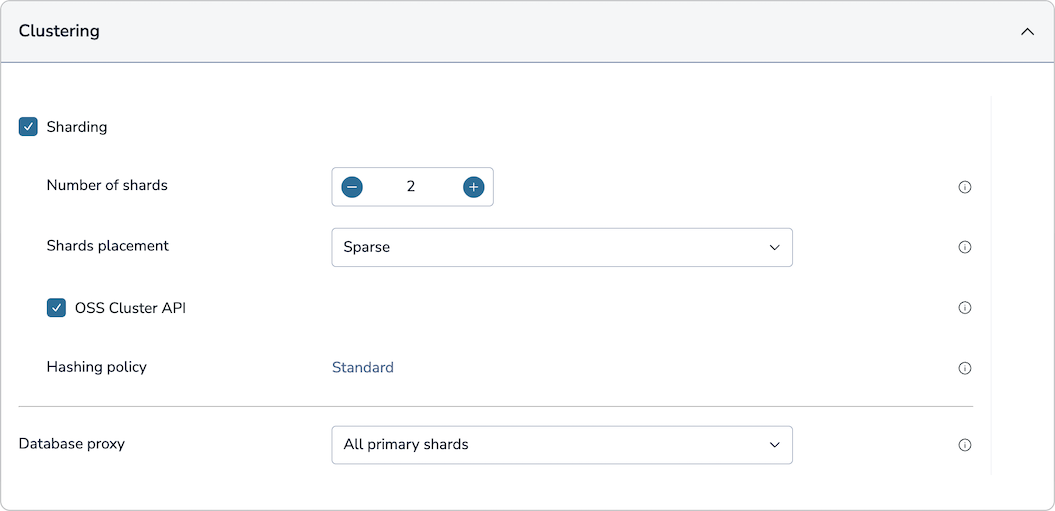 Use the *OSS Cluster API* setting to enable the API for the selected database.